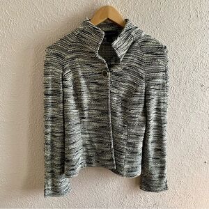 St. John Black Label Black and white unstructured tweed blazer